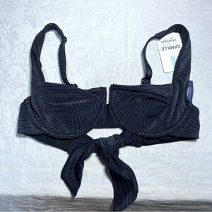 The Camille Collection NWT Underwire Ribbed Bikini Top Swimsuit Medium Kostek